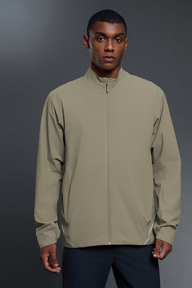 Men Outdoor Water-Resistant Fleece-Lined Stand Collar Jacket