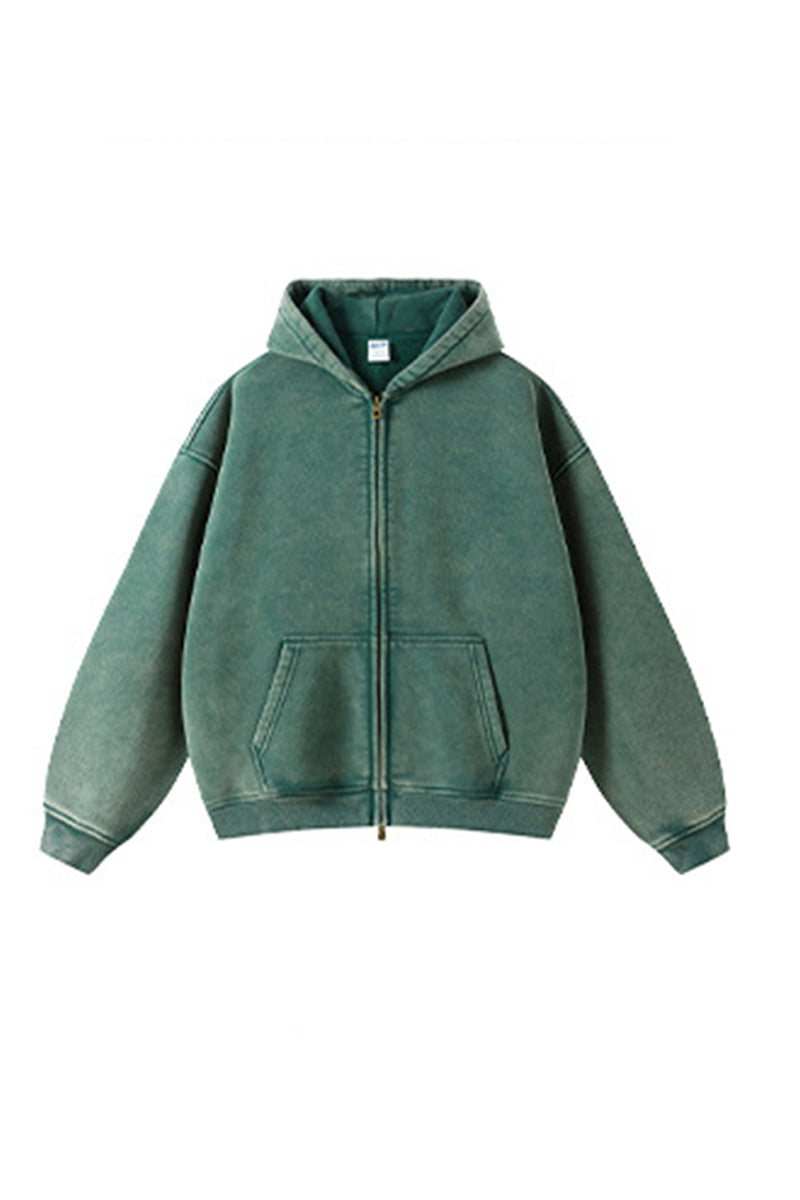 Unisex Wax-Dye Washed Fleece Hoodie