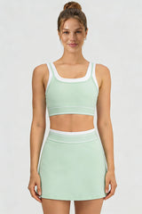 Women's Color Block Two-Piece Sets:Bra And Skirt