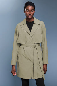 Women Slim-Fit Lightweight Waterproof Trench Coat with Detachable Belt