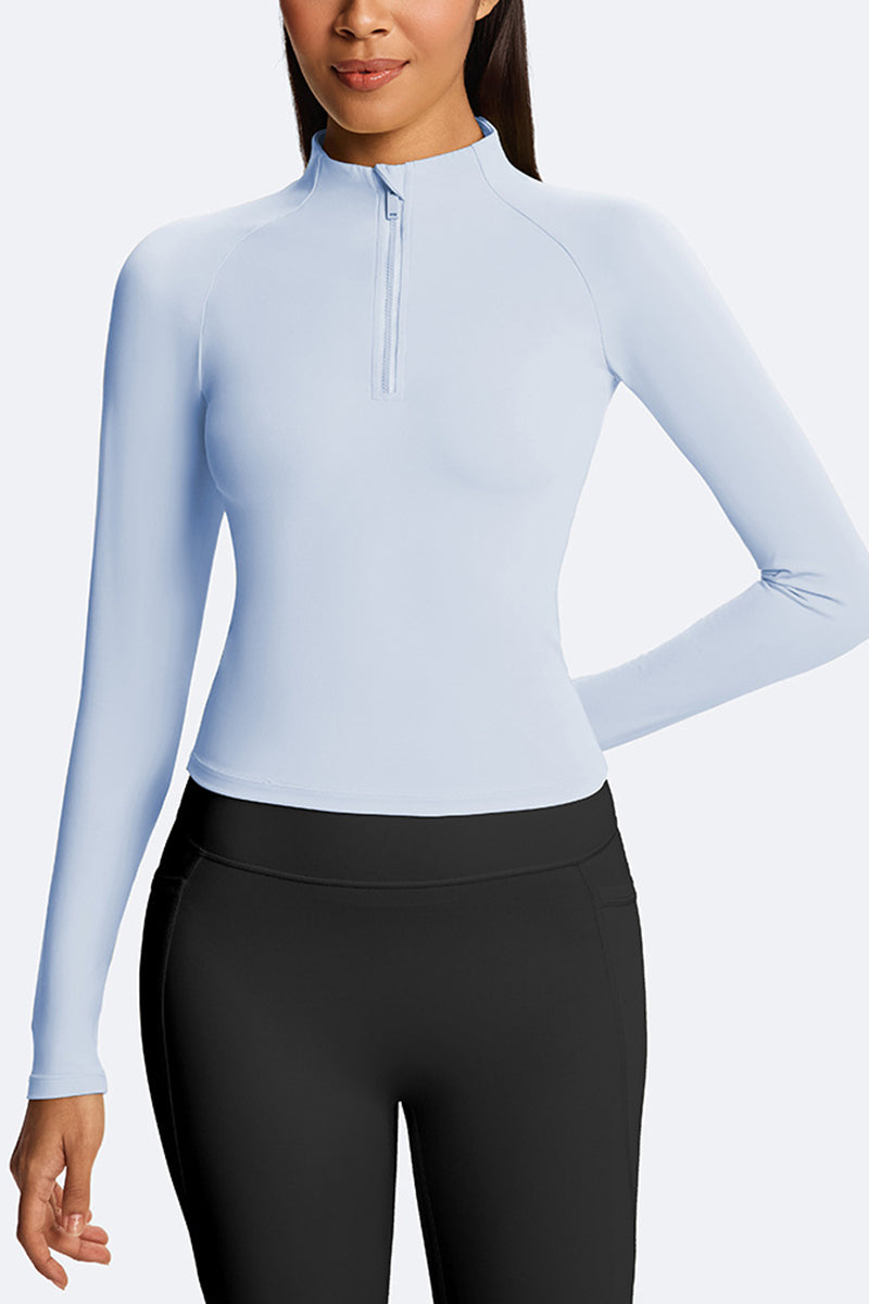 Women Semi-Zip Slim Fit Long Sleeve Athletic Top