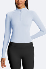 Women Semi-Zip Slim Fit Long Sleeve Athletic Top