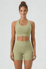 Women's Halterneck Cutout Twist Back Sports Bra