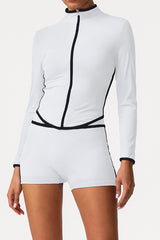 Women Color Block Naked Feel Zip Jacket