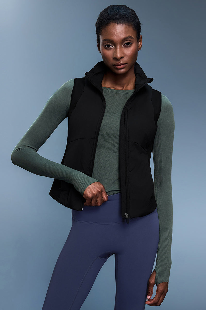 Women Stand-Collar Fleece-Lined Windproof Lightweight Vest