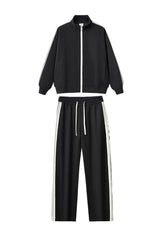 Unisex Stand-Collar Striped Sport Jacket and pants