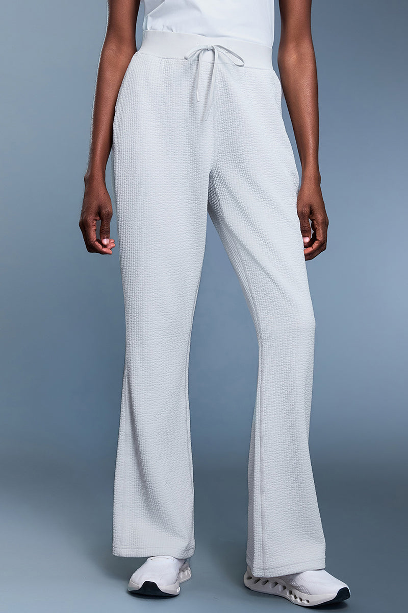 Women Waffle Knit High Waist Flared Leg Lounge Pants