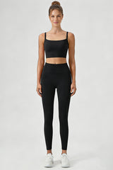 Women's Yoga Sets:Twist-Back Bra And Mesh Panel Leggings