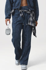 Women High-Waist Loose Straight Leg Printed Athletic Pants