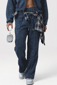 Women High-Waist Loose Straight Leg Printed Athletic Pants