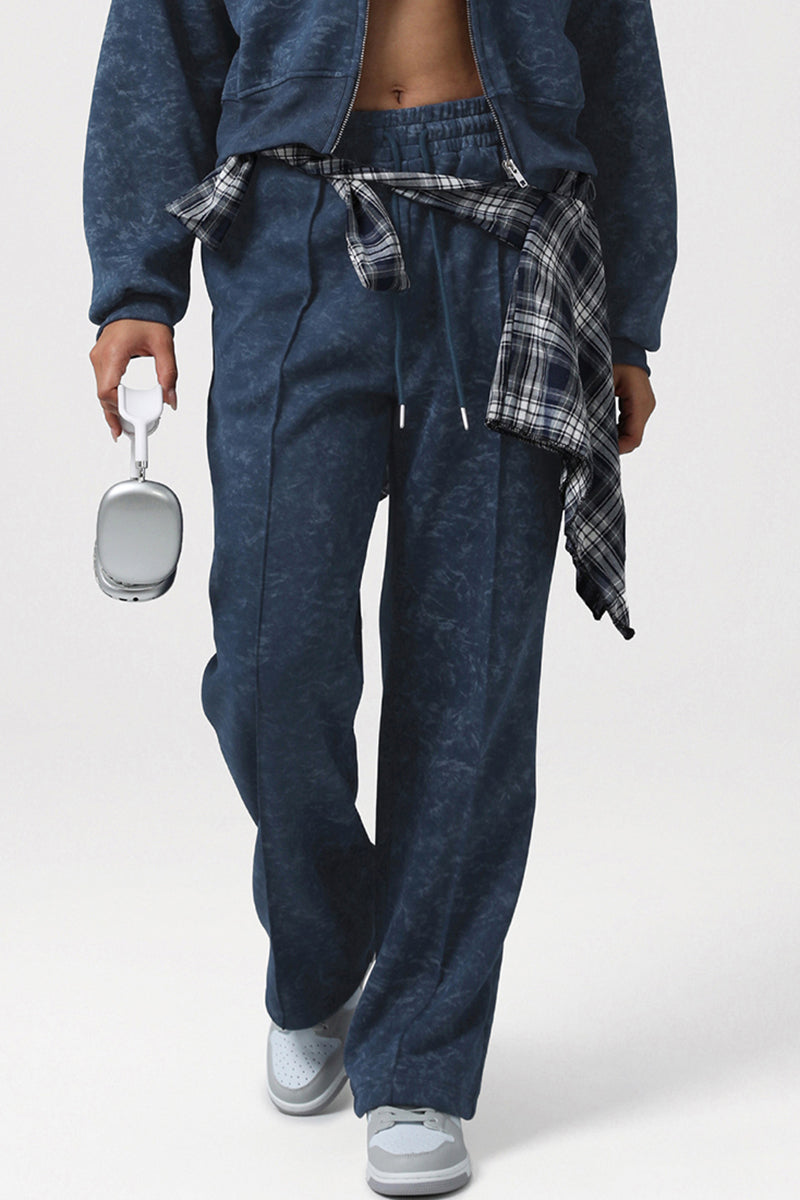 Women High-Waist Loose Straight Leg Printed Athletic Pants