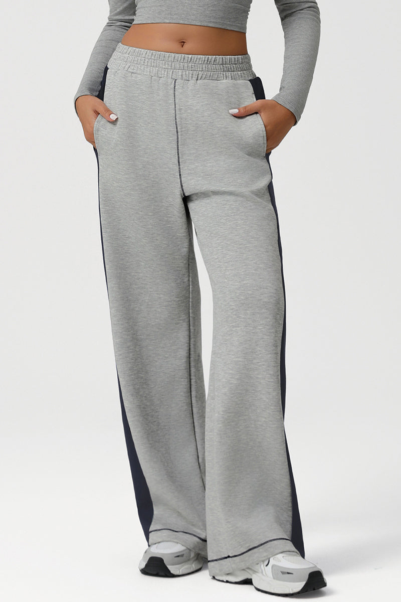 Women High-Waist Color-Block Wide-Leg Yoga Lounge Pants