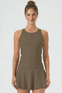 Women's Minimalist Front-Zip Sleeveless Sports Tank Top