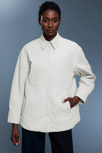 Women Cotton Feel Lapel Shirt Style Thermal Lined Casual Jacket