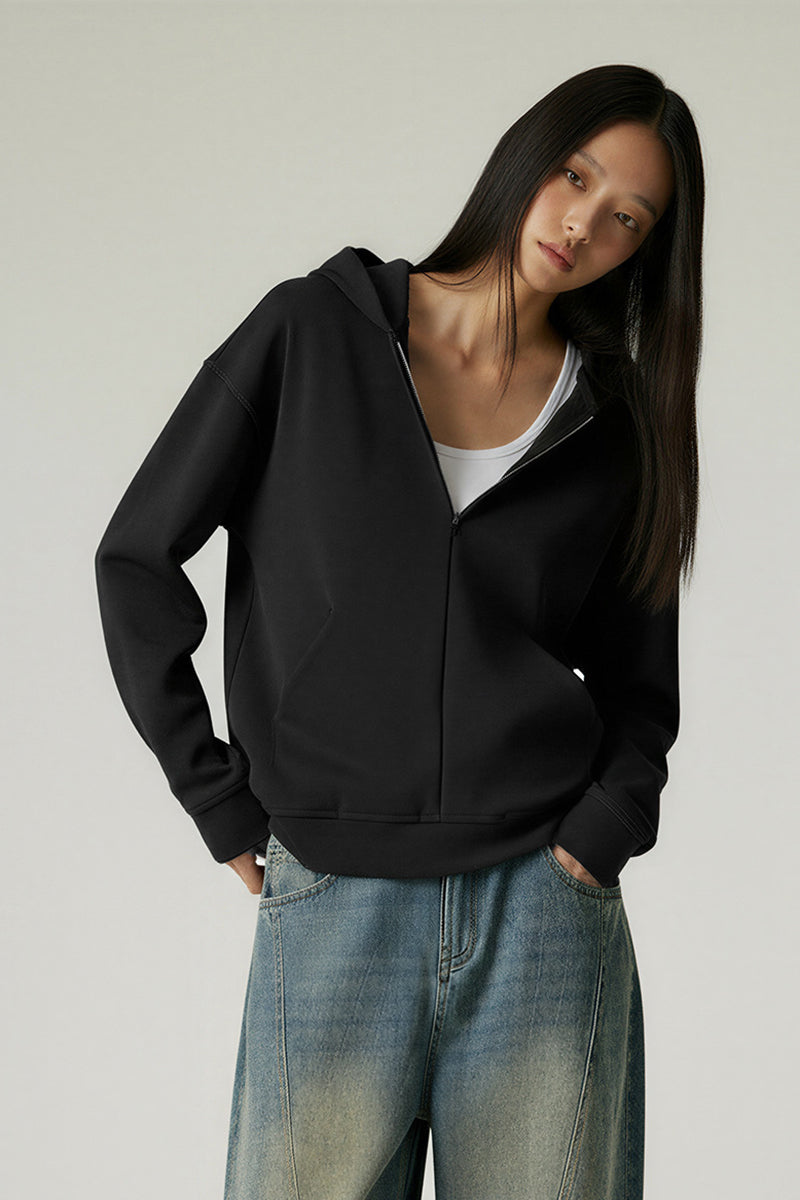 Women Hooded Semi-Zip Thermal Self-Heating Comfortable Casual Sweatshirt
