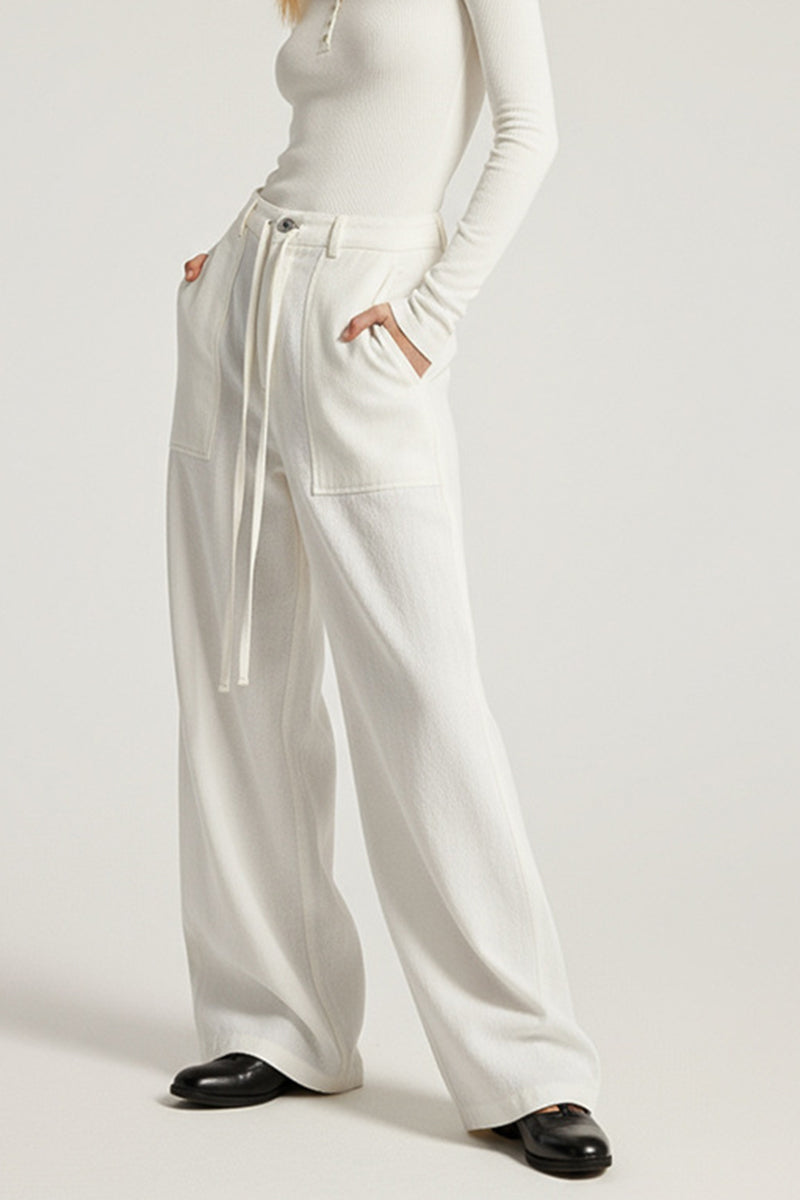 Women Relaxed Mid-Rise Wide-Leg Cargo Pants - Tencel Cotton Blend