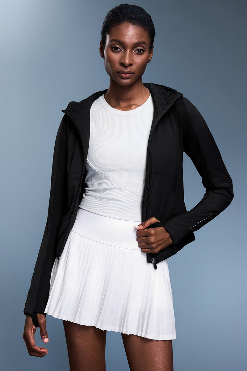 Women Slim-Fit Fleece-Lined Lightweight Hooded Jacket