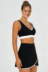Women's Sports Sets:V-neck Cross Back Tank Top And Skirt