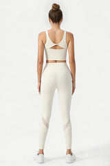 Women's Yoga Sets:Butterfly Back Bra And Mesh Panel Leggings