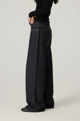 Women Retro Wide-Leg Classic Denim Pants