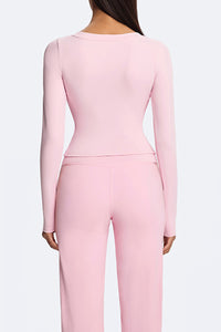 Women V-Neck Waist-Shaping Long Sleeve Fitness Top