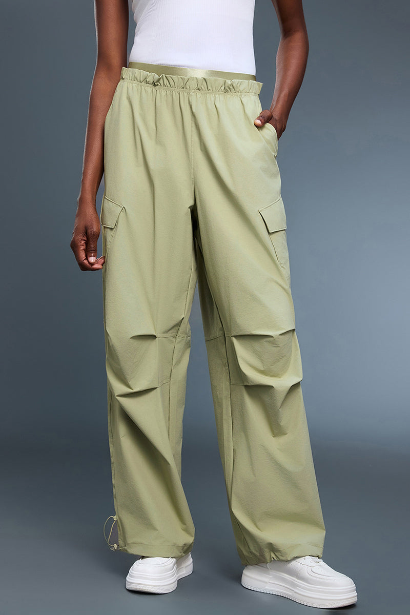 Women Double-Waist Paratrooper Cargo Straight-Leg Quick-Dry Sport Pants