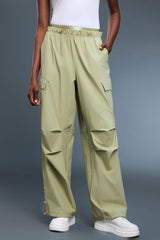 Women Double-Waist Paratrooper Cargo Straight-Leg Quick-Dry Sport Pants