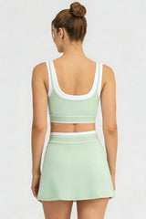 Women's Color Block Two-Piece Sets:Bra And Skirt