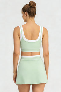 Women's Color Block Two-Piece Sets:Bra And Skirt