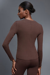 Women Henley-Collar Modal Comfort-Fit Yoga Long Sleeve Tee