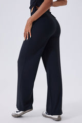 Women Square-Neck Cross-Back Yoga Set: Adjustable Sports Bra + Wide-Leg Pants