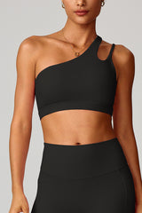 Women Asymmetric Strap Back-Cutout Yoga Sports Bra