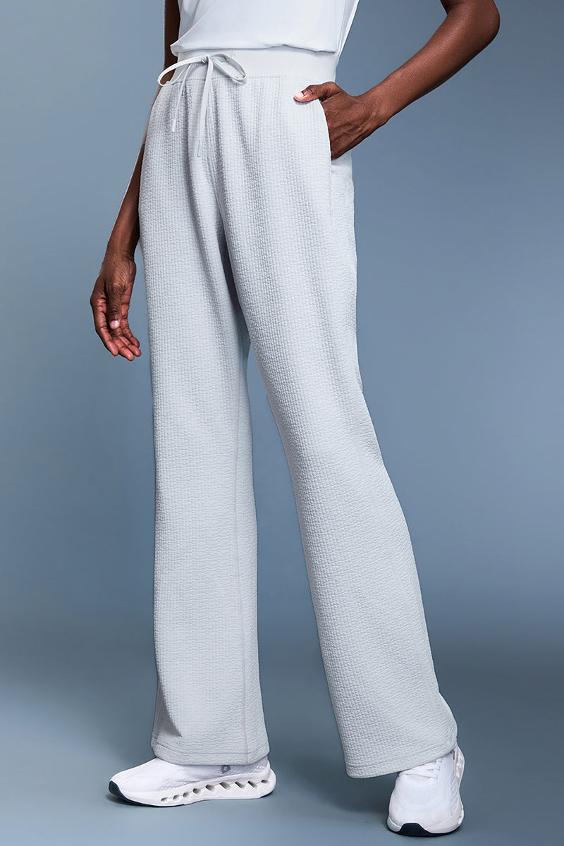 Women Waffle Knit High Waist Flared Leg Lounge Pants