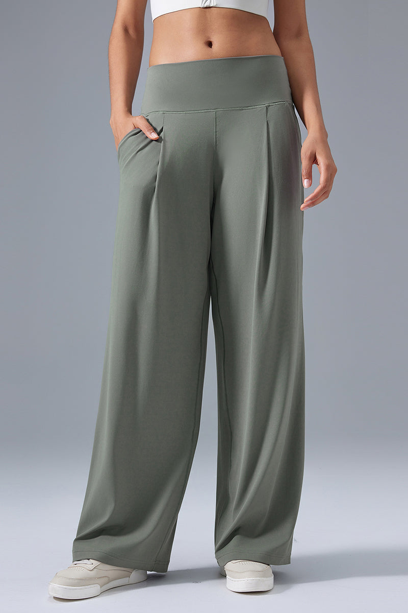 Women High-Waist Wide-Leg Quick-Dry Breathable Yoga Running Pants