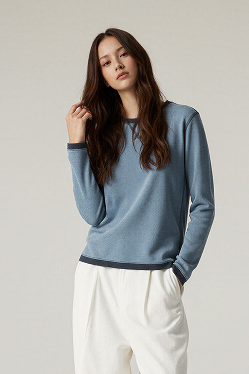 Women Contrast-Trim Quick-Dry Slim-Fit Long-Sleeve Active T-Shirt
