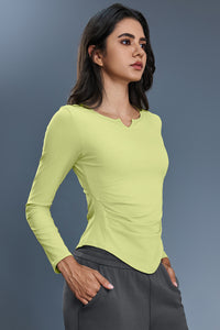 Women V-Neck Stretchy Slim-Fit Yoga Long Sleeve Top