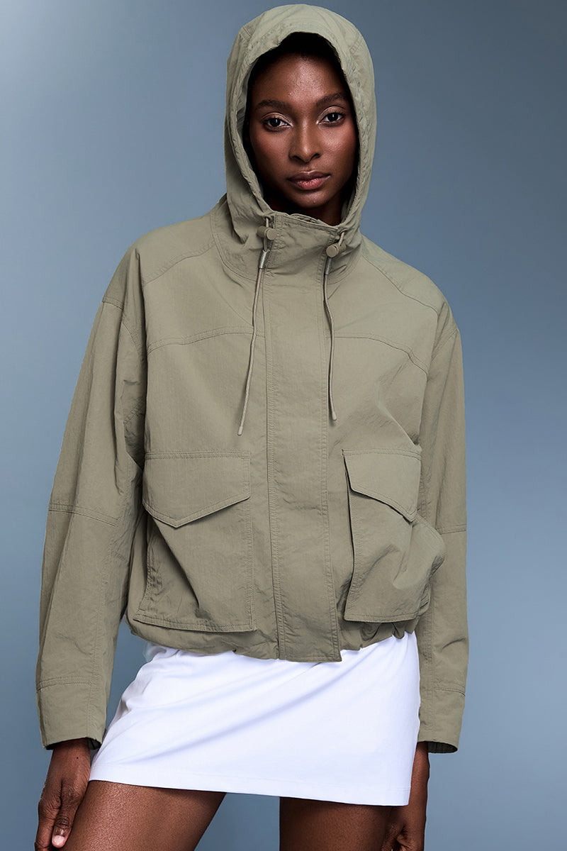 Women Waterproof Hooded Casual Windbreaker Jacket