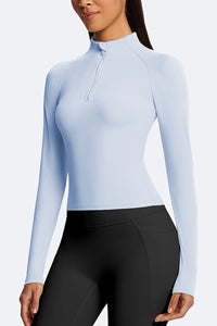 Women Semi-Zip Slim Fit Long Sleeve Athletic Top