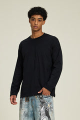 Men Solid Cotton Long Sleeve Tee