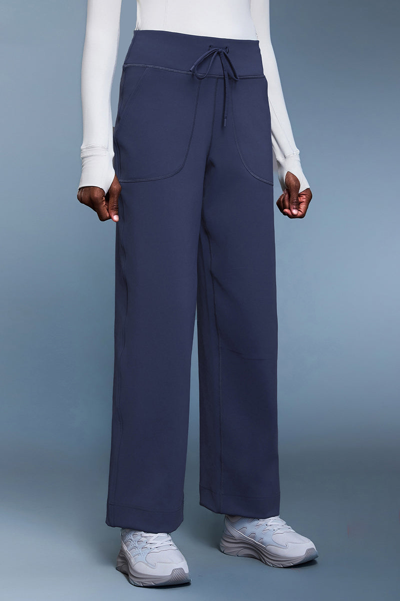 Women Loose Straight Leg Fleece-Lined Yoga Running Sweatpants