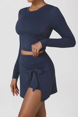 Women Athletic Split-Thigh Skort Built-in Shorts Adjustable Strap Tennis Skirt