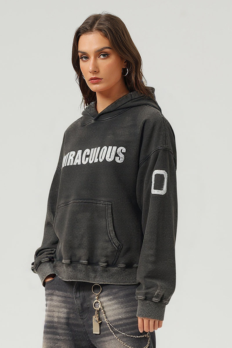 Unisex Boxy Heavyweight Washed Print Hoodie