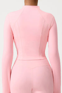 Women High-Neck Slim-Fit Zipper-Pocket Workout Yoga Jacket