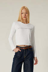 Women Round-Neck Modal-Blend Slim-Fit Printed Short Long-Sleeve Top