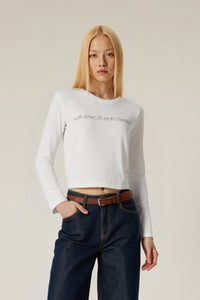 Women Round-Neck Modal-Blend Slim-Fit Printed Short Long-Sleeve Top