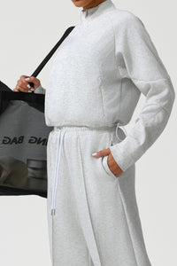 Women Thickened Half-Zip Adjustable-Hem Workout Hoodie