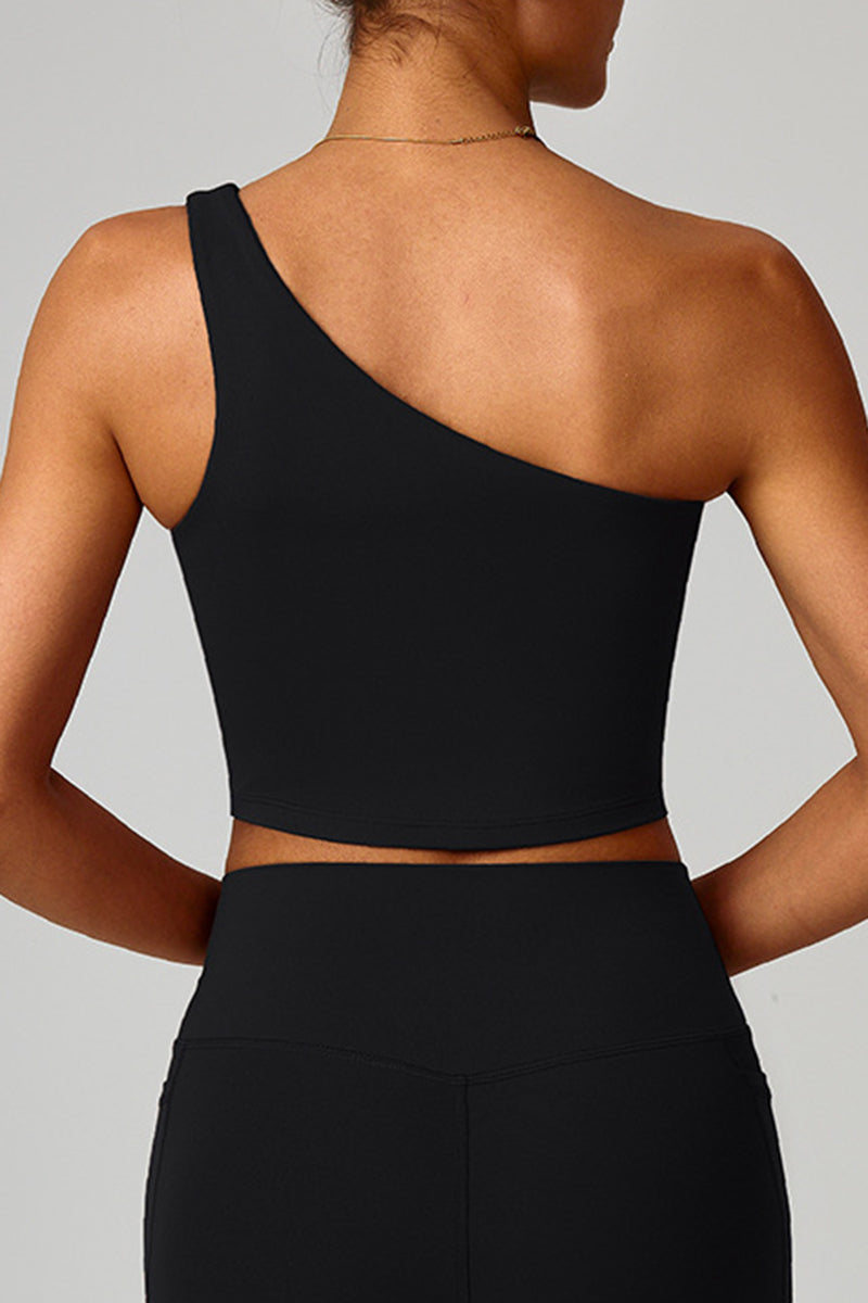 Women Asymmetric Strap Waist-Cinching Yoga Vest
