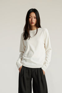 Women Tencel? Wool Relaxed Fit Long Sleeve Basic T-Shirt