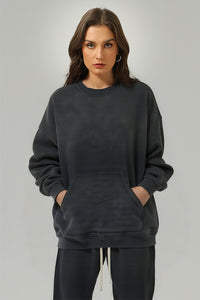 Men/Women Vintage Spray-Dye Distressed Washed Crewneck Sweatshirt