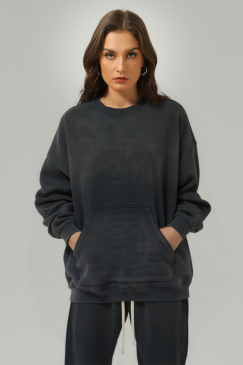 Men/Women Vintage Spray-Dye Distressed Washed Crewneck Sweatshirt